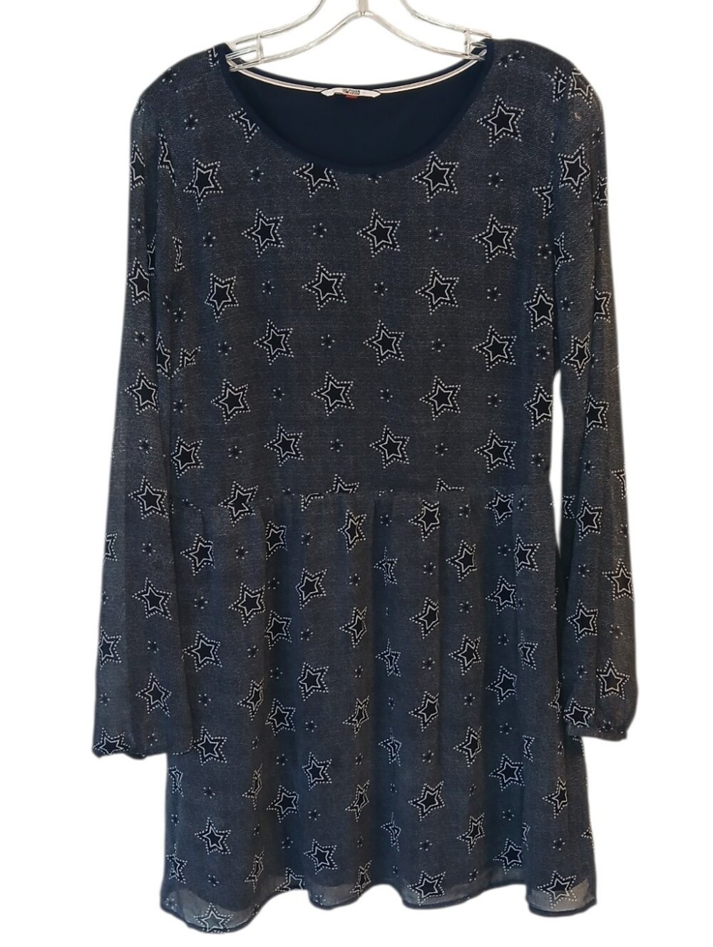 Tommy Hilfiger Long Sleeve Star Print Navy Dress Size Large